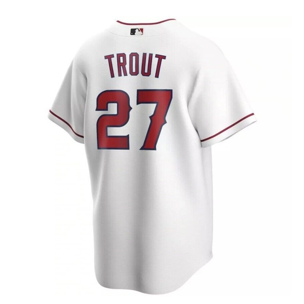 Nike Mike Trout Baseball Jersey White Los Angeles Angels Anaheim SEWN LA Mens XL - Picture 9 of 12